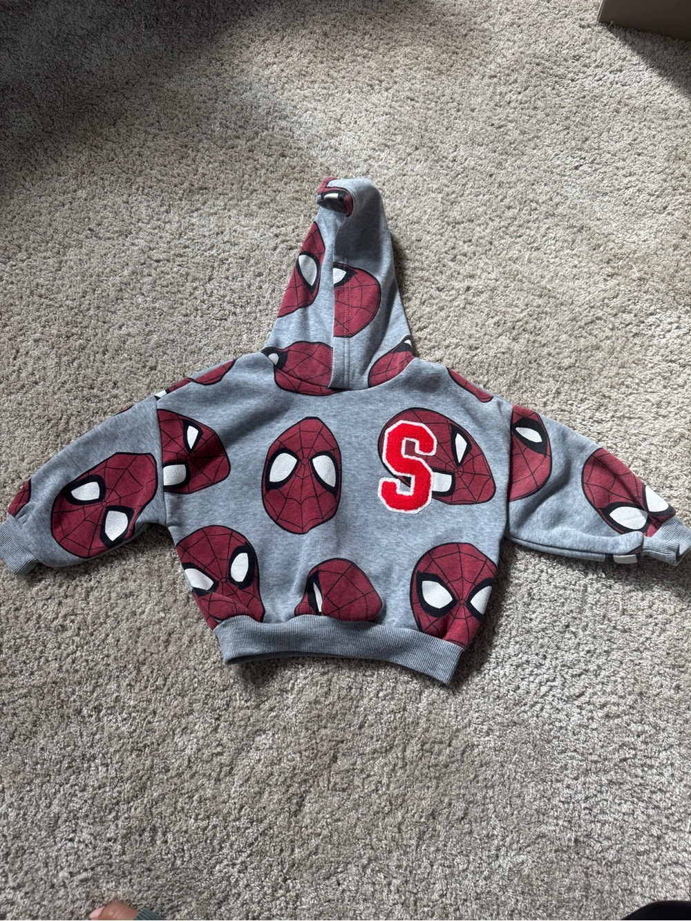 Marvel Gray & Red Spider-Man Pattern Hoodie